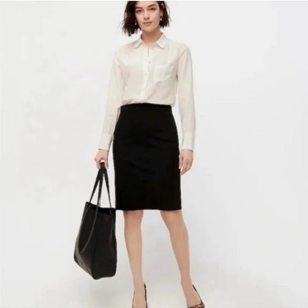 J. Crew The Pencil Skirt Wool Black Career Casual Business Size 00